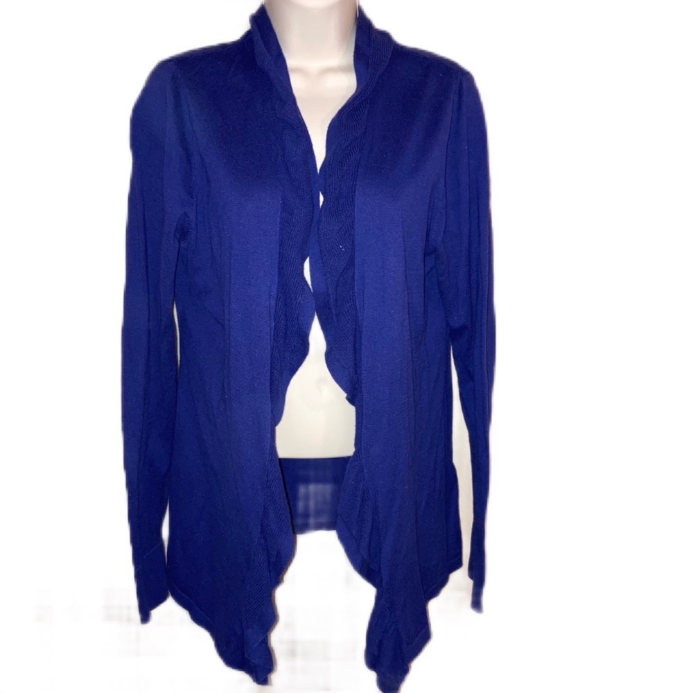 Tahari sweater with ruffled trim, large